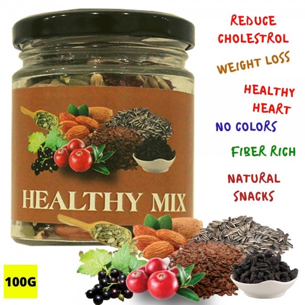 BOGATCHI Healthy Mix - VEGAN  | GLUTEN FREE | NO SUGAR | KETO Snacks with 3 Seeds, Berries, Black Raisins and Almonds, 100g